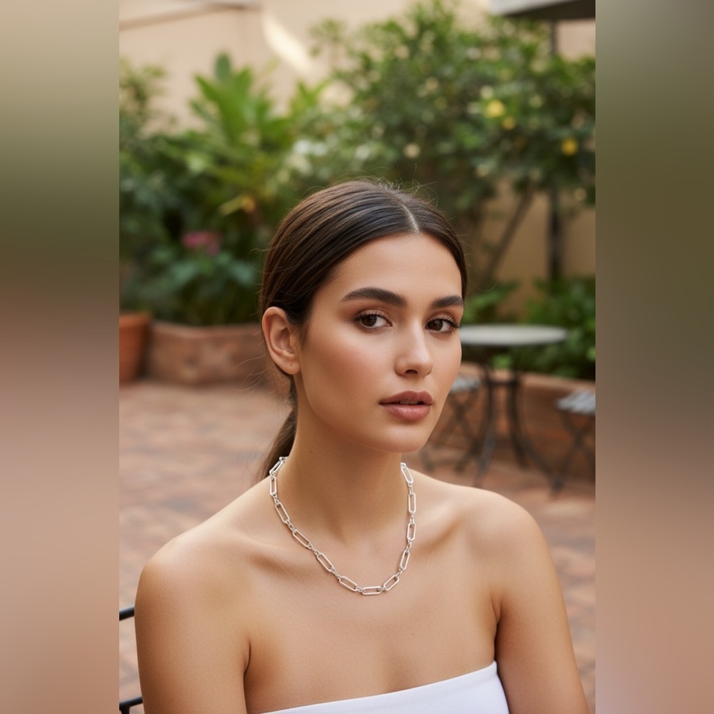 Time and Tru Silvertone Paperclip Chain Necklace